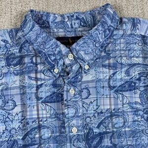 Polo Ralph Lauren Mens 3XLT Blue Paisley Short Sleeve Button Down Shirt